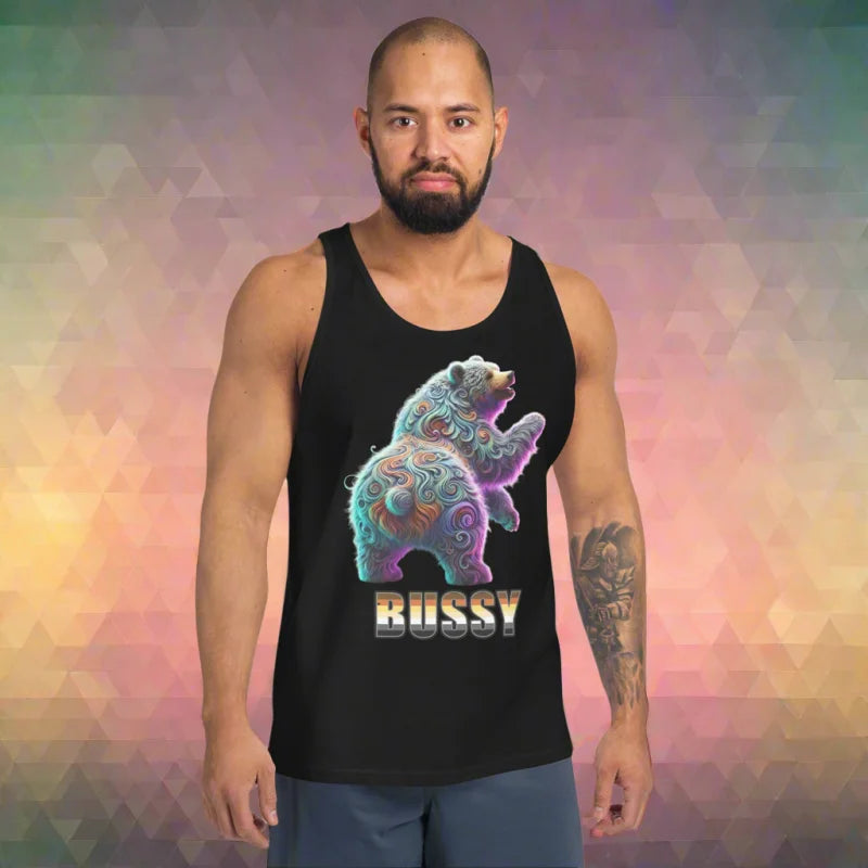 Black tank top with bear design perfect for gaymer cub bears and doggy styled clothes