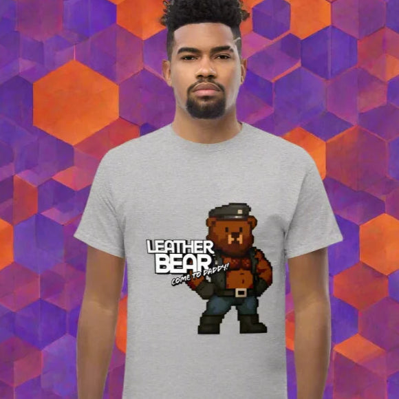 Man’s gray doggy styled classic t-shirt from Leather Bear Come To Daddy collection