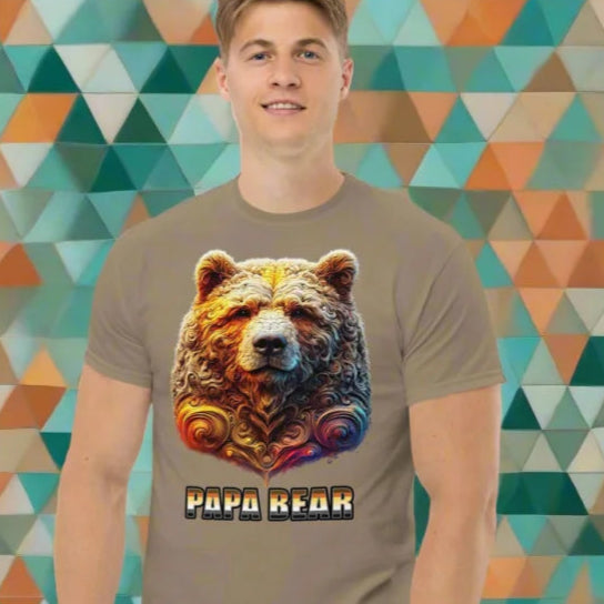 Cool Papa Bear graphic tee in a traditionally masculine shape, perfect for doggy styled clothes