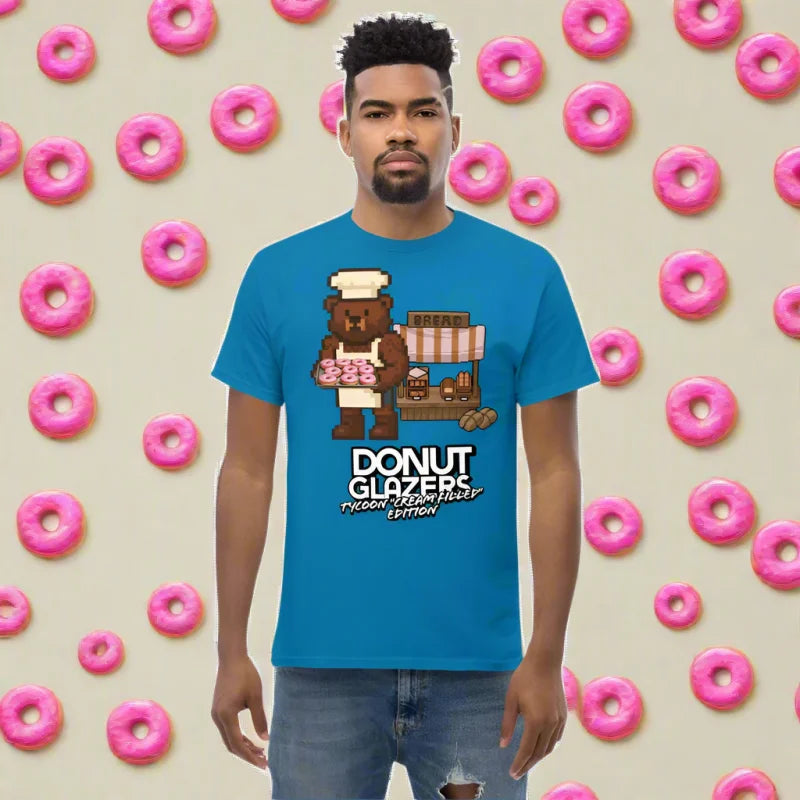 Blue donut graphic sleeveless muscle t-shirt from 8-Bit Pixel Daddy Bakery Doggy Styled Clothes
