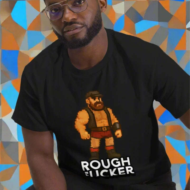 Black gay dom classic t-shirt with pixelated doggy styled character design