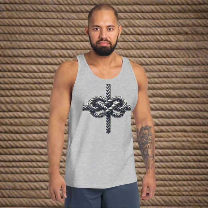 Gray tank top with rope knot design, perfect for doggy styled clothes lovers