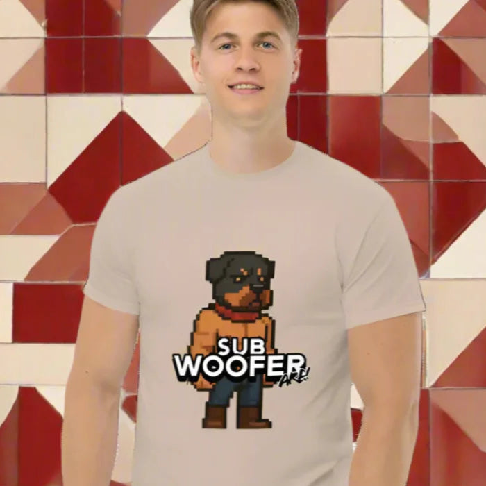 Man wearing a doggy styled clothing Classic T-Shirt with pixelated dog design