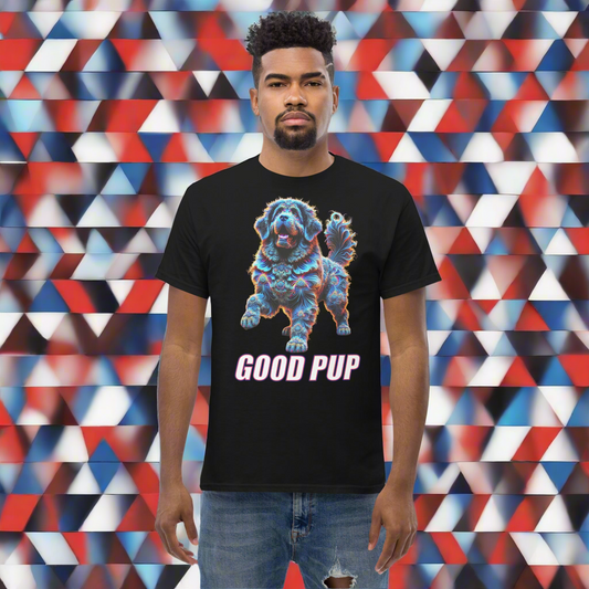 Black t-shirt featuring a fun dog graphic for good pup lovers into doggy styled clothes