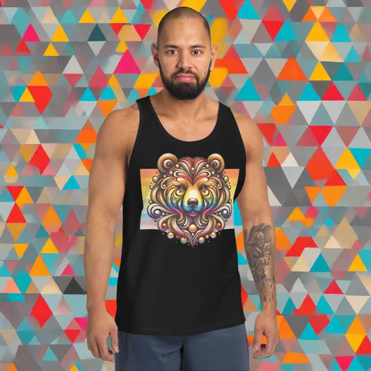 Bear Head On Rainbow Pride Flag Tank Top