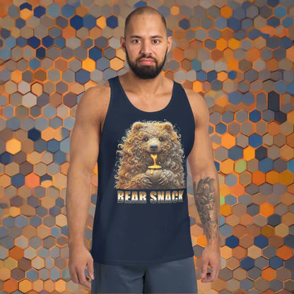 Navy bear graphic tank top from BEAR SNACK, great for doggy styled clothes lovers