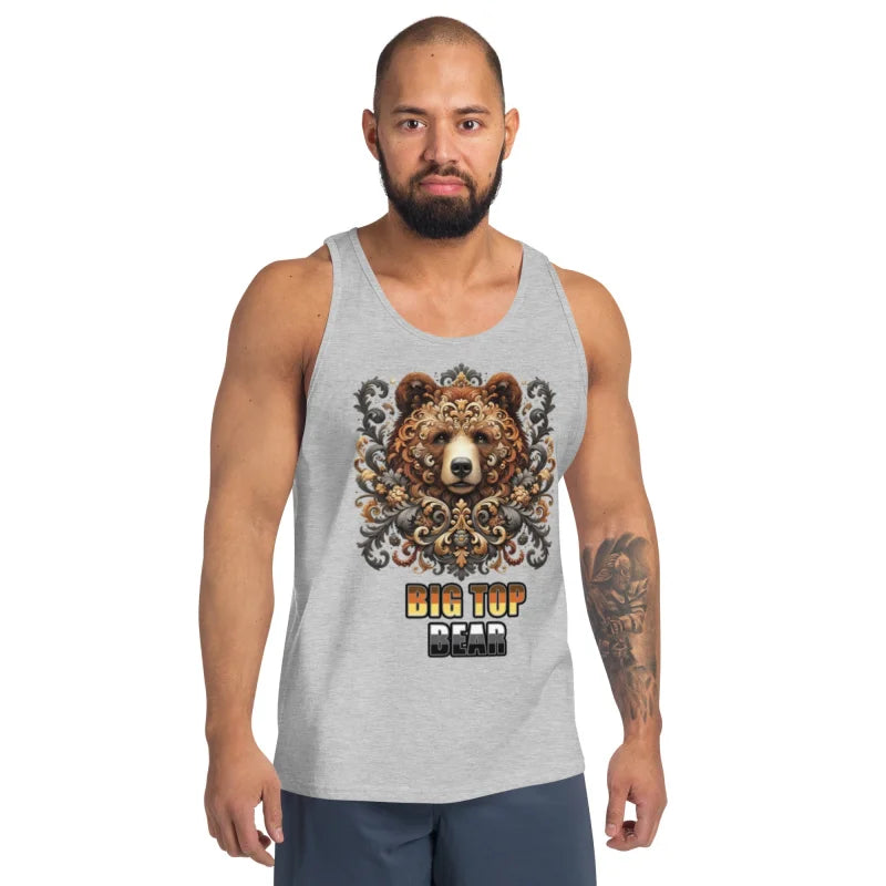 Gray tank top with bear design for gay bear shirt and daddy roleplay fans