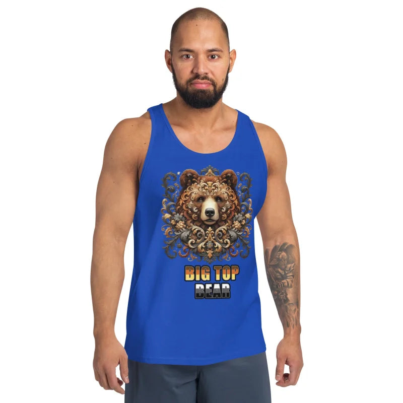 Blue tank top with bear design from BIG TOP BEAR gay bear shirt for daddy roleplay