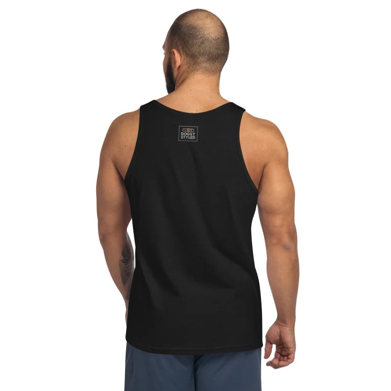 Black tank top from BIG TOP BEAR Face Fancy Filigree Style Tank Top perfect for daddy roleplay and gay bear shirt outfits