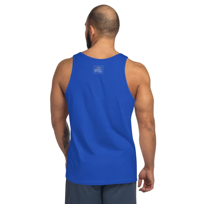 Blue tank top from BIG TOP BEAR Face Fancy Filigree Style Tank Top for gay bear shirt fans