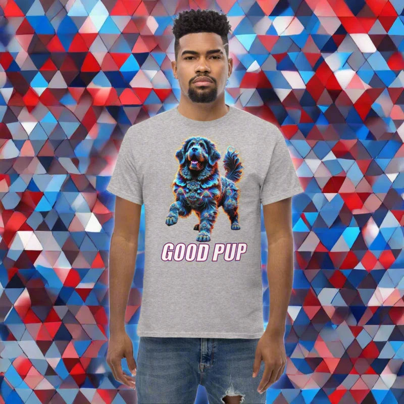 Gray t-shirt featuring cool dog graphic for pup play and doggy styled clothes lovers