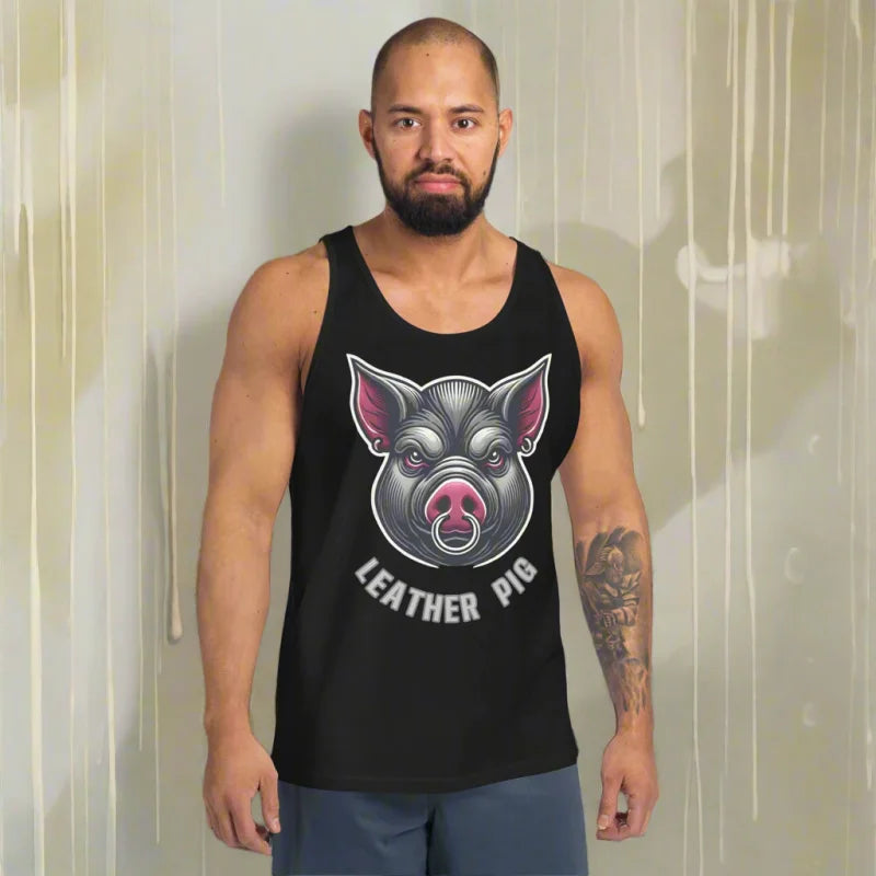 LEATHER PIG Grunter Pig Face Fetish Tank Top