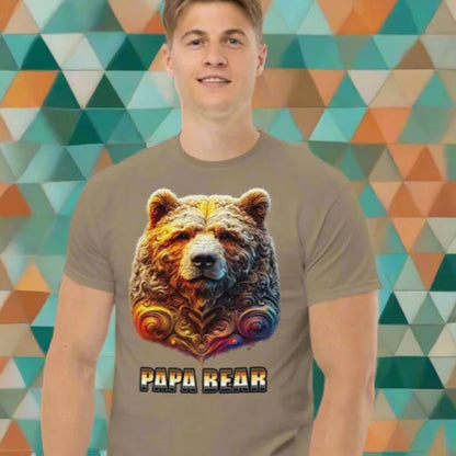 Cool Papa Bear graphic tee in a traditionally masculine shape, perfect for doggy styled clothes