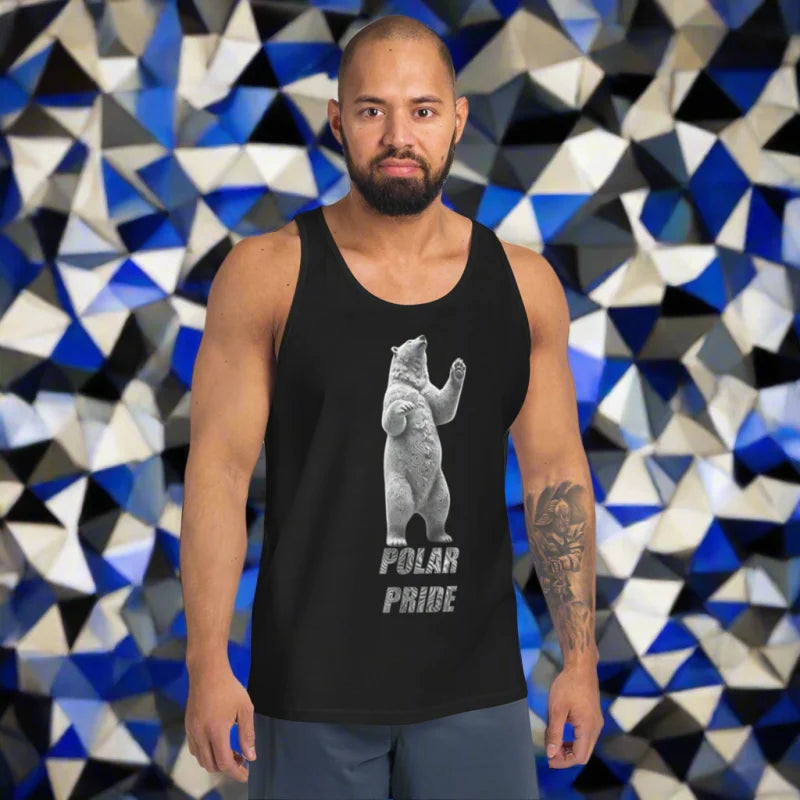 POLAR PRIDE B&W Graphic Bear Slang Tank Top