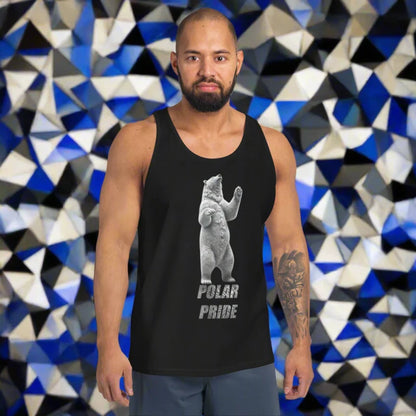 POLAR PRIDE B&W Graphic Bear Slang Tank Top