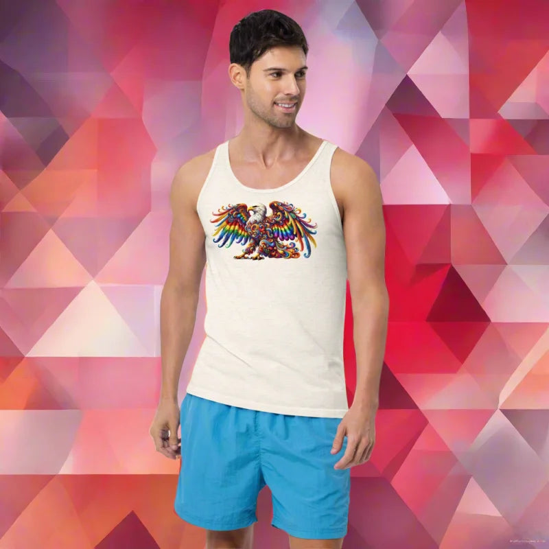 Rainbow Pride Flag American Bald Eagle Tank Top - Unisex Tank Top - Activist, Doggy styled, LGBTQ + , Pride, Pride
