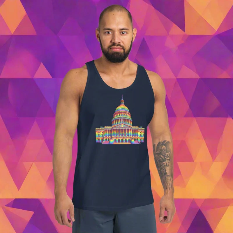Rainbow Pride Flag Capitol Hill Tank Top - Unisex Tank Top - Activist, Doggy styled, LGBTQ + , Pride, Pride Fetish