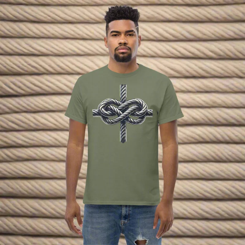 Olive green sleeveless muscle t-shirt with rope knot design for doggy styled clothes