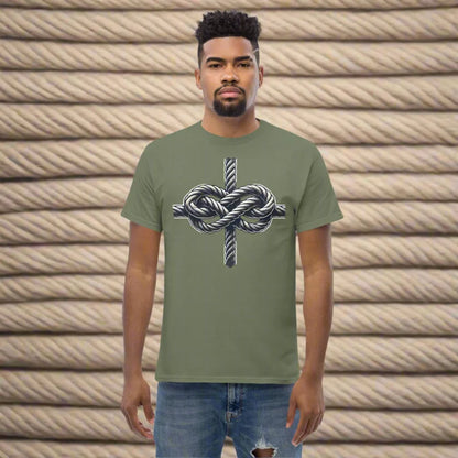 Olive green sleeveless muscle t-shirt with rope knot design for doggy styled clothes