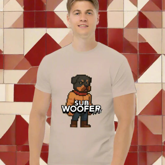 Man wearing a doggy styled clothing Classic T-Shirt with pixelated dog design